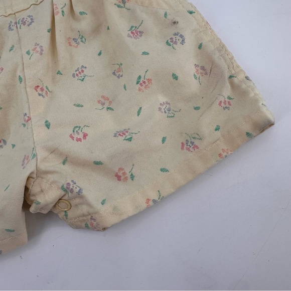 Vintage 90s Oshkosh Yellow Floral Short Overalls Size 18 months FLAWS - Picture 3 of 9